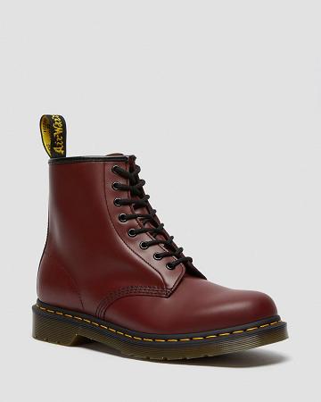 Pink / Red Men's Dr Martens 1460 Smooth Leather Lace Up Boots | CA 534NWY